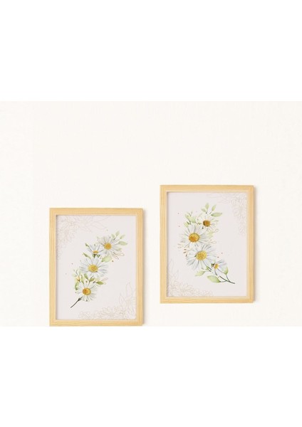 Gold Daisy Altın Papatya Doğal Ahşap Çerçeveli 2'li Tablo Seti fiyatları