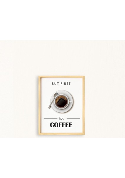 Mutfak-Önce Kahve-First Coffee Doğal Ahşap Çerçeveli Tekli Tablo Seti fiyatları