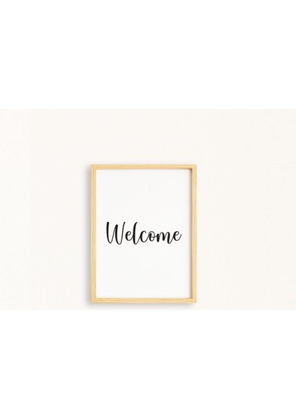 Yazı Hoşgeldiniz Doğal Ahşap Çerçeveli Tekli Tablo Seti fiyatları