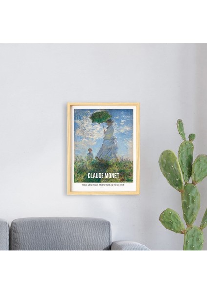Claude Monet Madama Monet Doğal Ahşap Çerçeveli Tekli Tablo Seti