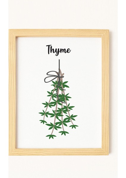 Mutfak Aromatik Otlar Doğal Ahşap Çerçeveli 4'lü Tablo Seti modelleri