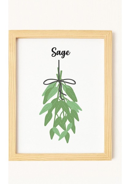 Mutfak Aromatik Otlar Doğal Ahşap Çerçeveli 4'lü Tablo Seti fırsatları