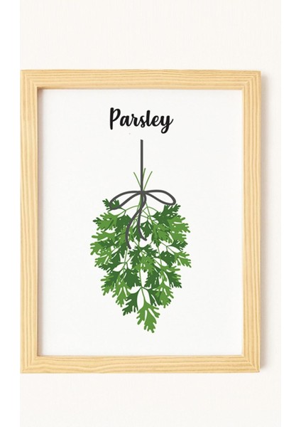 Mutfak Aromatik Otlar Doğal Ahşap Çerçeveli 4'lü Tablo Seti indirimleri