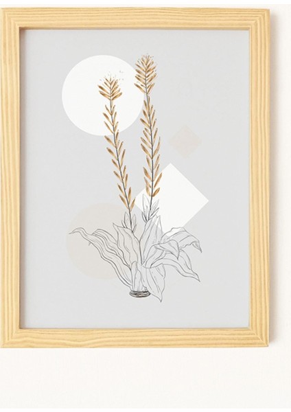 Soyut Modern Doğal Ahşap Çerçeveli 3'lü Tablo Seti modelleri