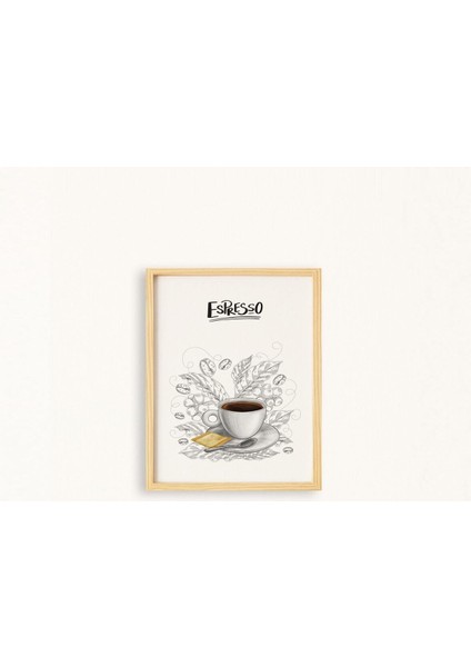 Mutfak-Espresso Doğal Ahşap Çerçeveli Tekli Tablo Seti fiyatları