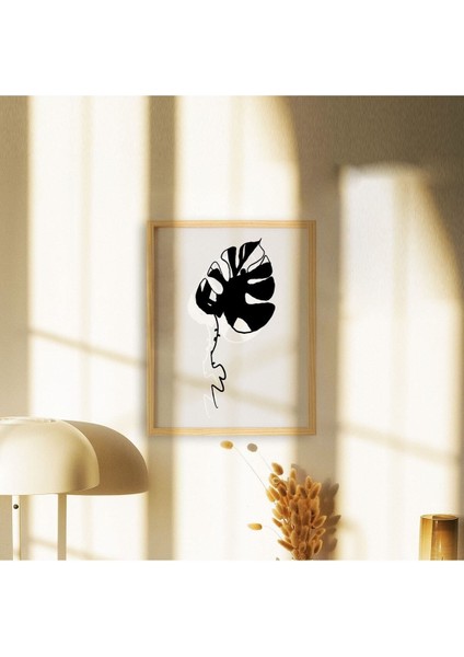 Bohem-Botanical Flowers1 Doğal Ahşap Çerçeveli Tekli Tablo Seti