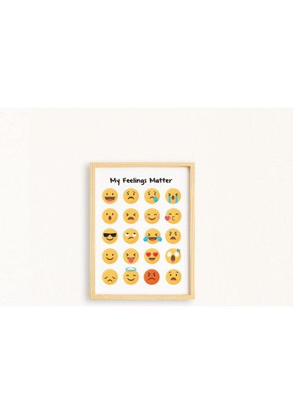 Çocuk Feelings-Duygular Doğal Ahşap Çerçeveli Tekli Tablo Seti fiyatları