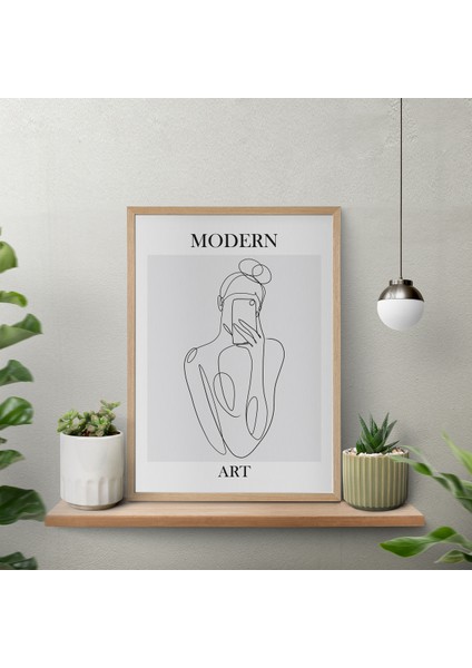 Bohem & Iskandinav Modern Art Ahşap Çerçeveli Poster Tekli Dekor Duvar Tablo Seti