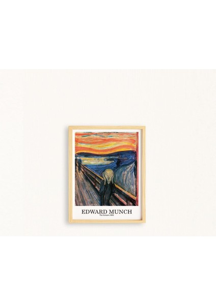 Edward Munch Scream Doğal Ahşap Çerçeveli Tekli Tablo Seti fiyatları