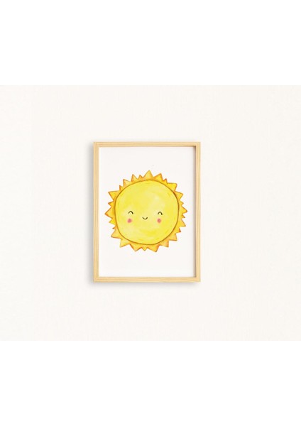 Çocuk Güneş-Sun Doğal Ahşap Çerçeveli Tekli Tablo Seti fiyatları
