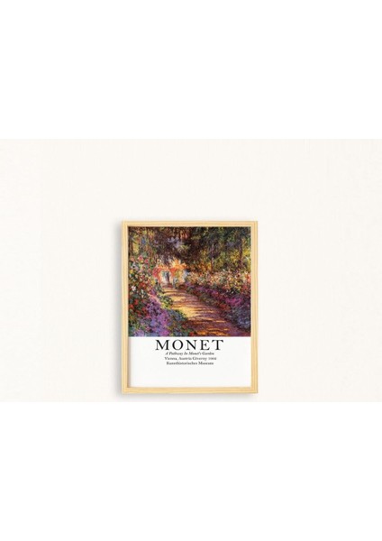 Claude Monet Garden1 Doğal Ahşap Çerçeveli Tekli Tablo Seti fiyatları