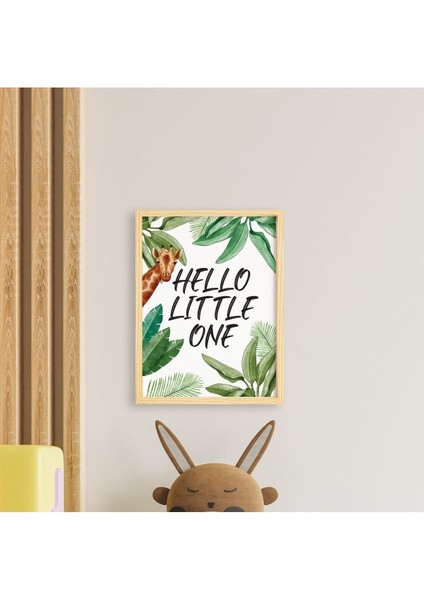 Çocuk Hello Little Doğal Ahşap Çerçeveli Tekli Tablo Seti
