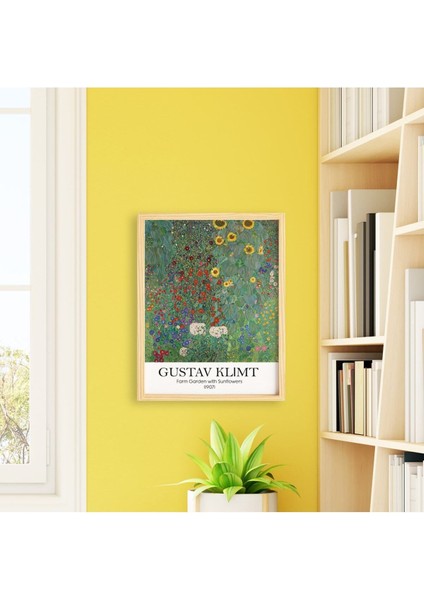 Gustav Klimt Garden Doğal Ahşap Çerçeveli Tekli Tablo Seti