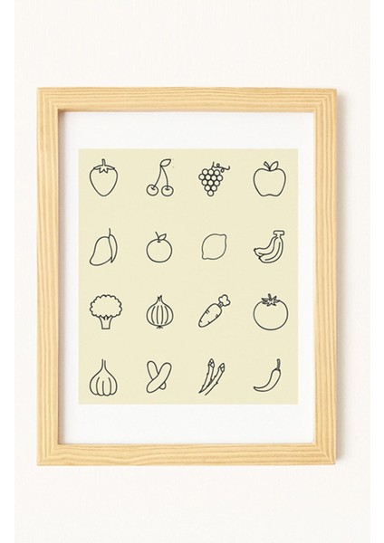 Mutfak Doğal Ahşap Çerçeveli 4'lü Tablo Seti fırsatları