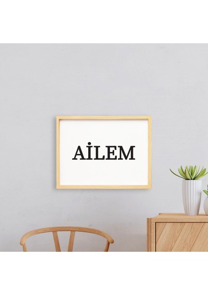 Yazı Ailem Doğal Ahşap Çerçeveli Tekli Tablo Seti