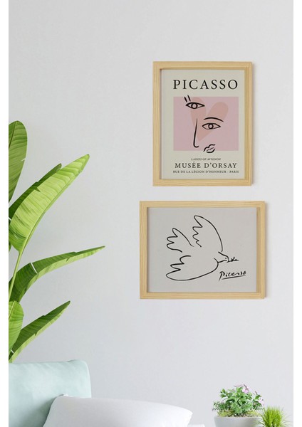 Picasso Doğal Ahşap Çerçeveli 2'li Tablo Seti