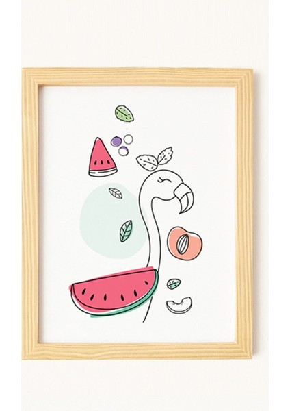 Çocuk Odası Doğal Ahşap Çerçeveli 4'lü Tablo Seti modelleri