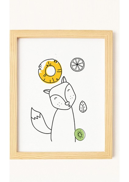 Çocuk Odası Doğal Ahşap Çerçeveli 4'lü Tablo Seti indirimleri