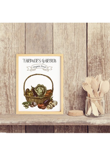 Mutfak Vintage Farm Garden-Çiftlik Bahçesi Ahşap Çerçeveli Poster Tekli Dekor Duvar Tablo Seti