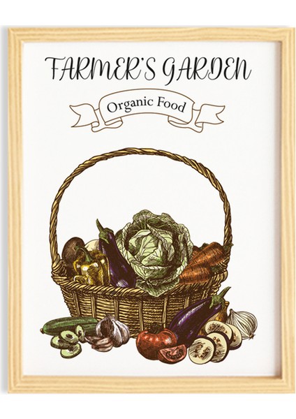 Mutfak Vintage Farm Garden-Çiftlik Bahçesi Ahşap Çerçeveli Poster Tekli Dekor Duvar Tablo Seti