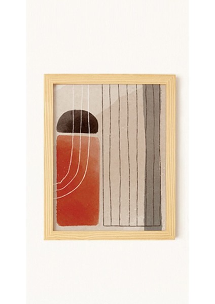 Soyut Lines Doğal Ahşap Çerçeveli 3'lü Tablo Seti modelleri