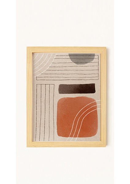 Soyut Lines Doğal Ahşap Çerçeveli 3'lü Tablo Seti indirimleri