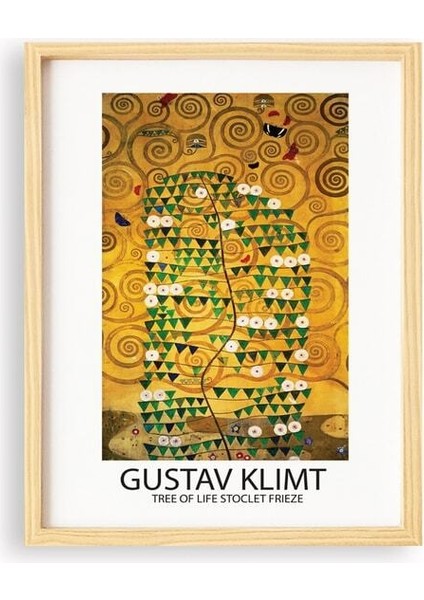 Gustav Klimt Tree Freeze Doğal Ahşap Çerçeveli Tekli Tablo Seti fiyatları