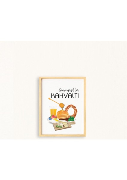 Mutfak-Kahvaltı-Breakfast Doğal Ahşap Çerçeveli Tekli Tablo Seti fiyatları