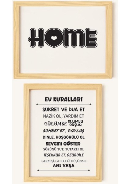 Sweet Home Doğal Ahşap Çerçeveli 2'li Tablo Seti fiyatları
