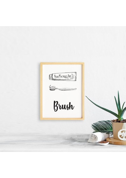 Banyo-Brush-Fırça Ahşap Çerçeveli Tekli Tablo Seti