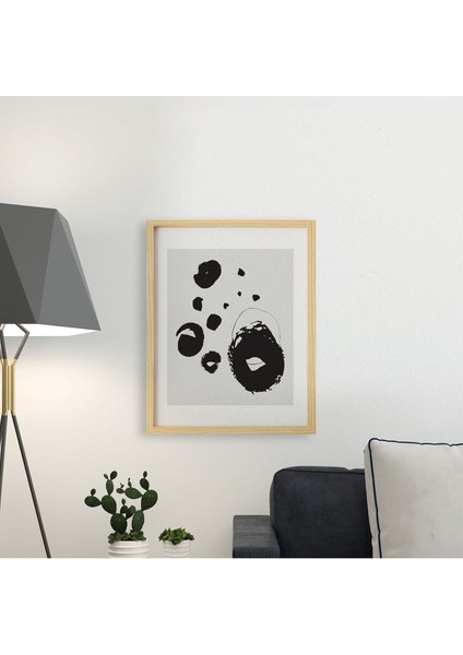 Bohem-Abstract Line2 Doğal Ahşap Çerçeveli Tekli Tablo Seti