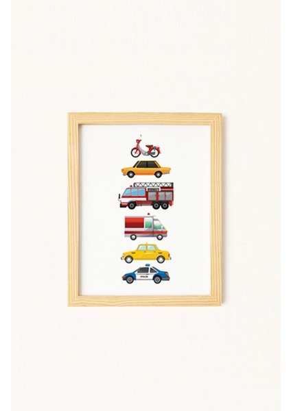 Çocuk Odası Doğal Ahşap Çerçeveli 3'lü Tablo Seti modelleri