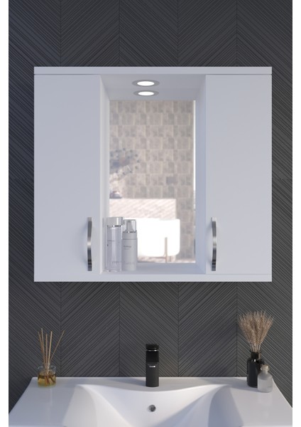 Akt Home Banyo Dolabı 80CM %100MDF Aynalı-Led Spotlu