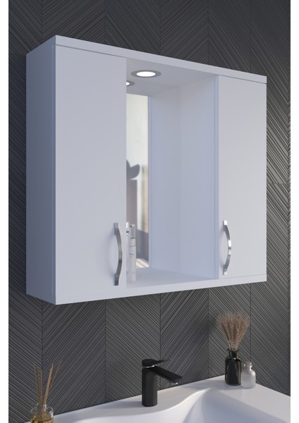 Akt Home Banyo Dolabı 80CM %100MDF Aynalı-Led Spotlu