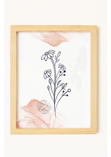 Soyut Abstract Flower Doğal Ahşap Çerçeveli 3'lü Tablo Seti fırsatları