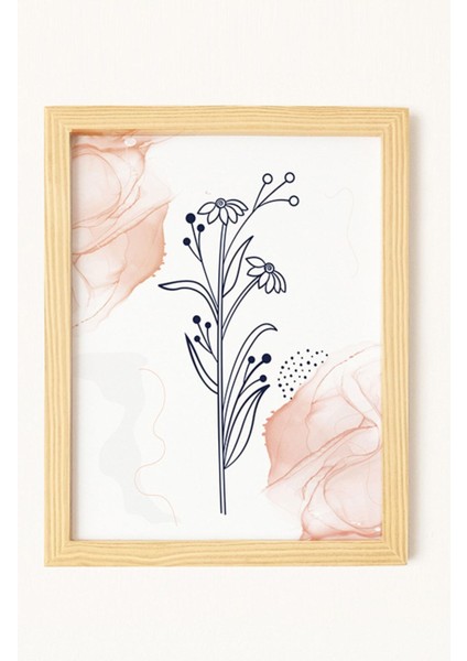 Soyut Abstract Flower Doğal Ahşap Çerçeveli 3'lü Tablo Seti indirimleri