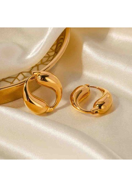 316L Gold Çelik Kararmaz Trend Küpe fırsatları