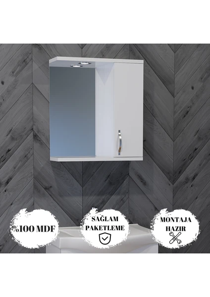 Akt Home Banyo Dolabı 65CM %100MDF Aynalı-Led Spotlu