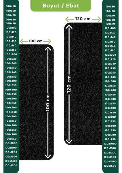 Kaydırmaz Siyah Karmaşık Paspas EN:100cm 100 x 50 cm