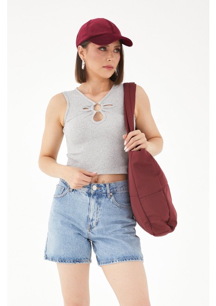 Pencere Detay Crop Bluz