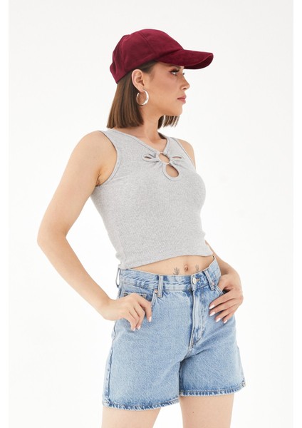 Pencere Detay Crop Bluz
