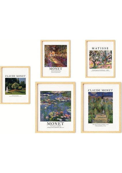 Matisse Monet Doğal Ahşap Çerçeveli Çoklu 5'li Tablo Seti fiyatları