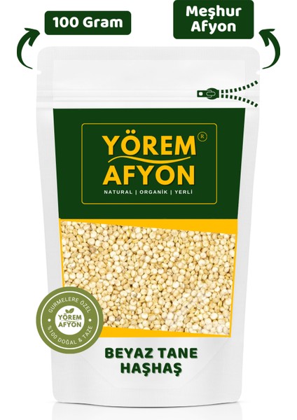 Yörem Afyon Meşhur Afyonkarahisar Glütensiz Yeni Mahsul Kavrulmamış Beyaz Tane Haşhaş | 100gr.