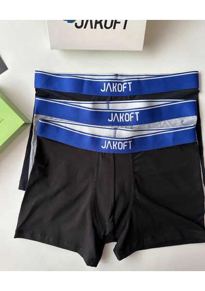 İntive Lingerie Jakoft Ultra Rahat Esnek %95 Pamuklu Üçlü Kutulu Erkek Boxer