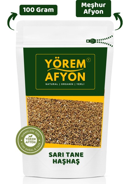 Yörem Afyon Meşhur Afyonkarahisar Glütensiz Yeni Mahsul Kavrulmamış Sarı Tane Haşhaş | 100gr.