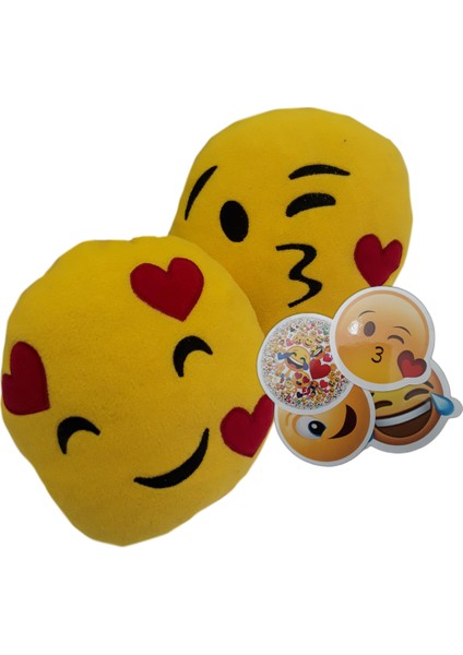 Öpücük Atan & Gülücük Saçan Polar Emoji Araç Koltuk Seyahat Boyun Yastığı