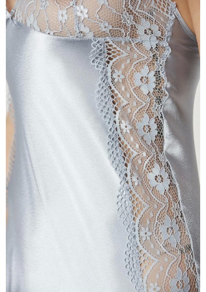 Saten Dantelli Gecelik ve Sabahlık Takımı 4438 - Mist fırsatları