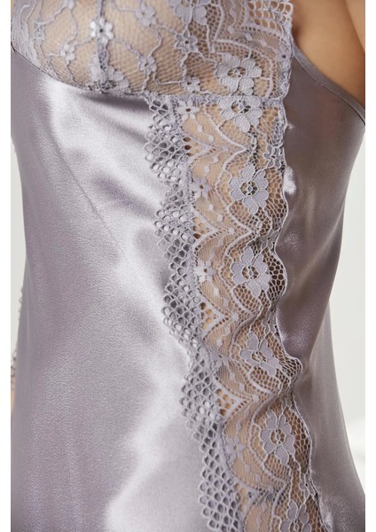 Saten Dantelli Gecelik ve Sabahlık Takımı 4438 - Royal indirimleri