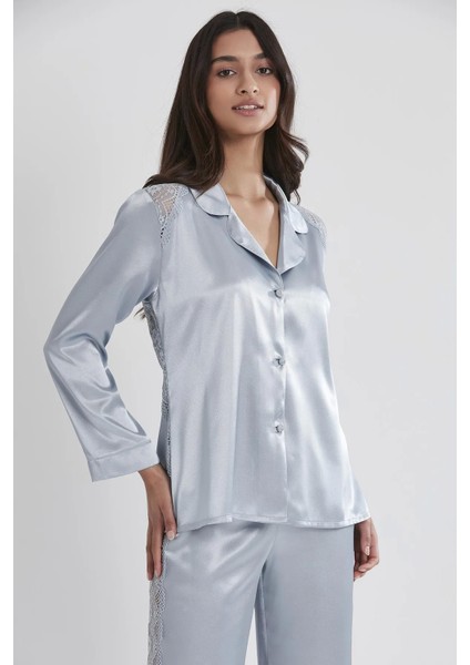 Pierre Cardin Saten Dantelli Pijama Takımı 1438 - Mist