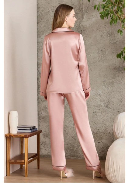 Saten Biyeli Pijama Takımı 1200 - Brandy